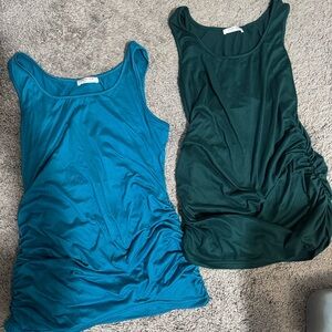 Women's maternity Teal and Green Tank Tops